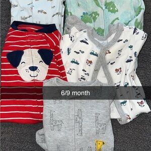 Carter's Kids Animal and Vehicle Print Onesies Set - Red, Gray, Green
